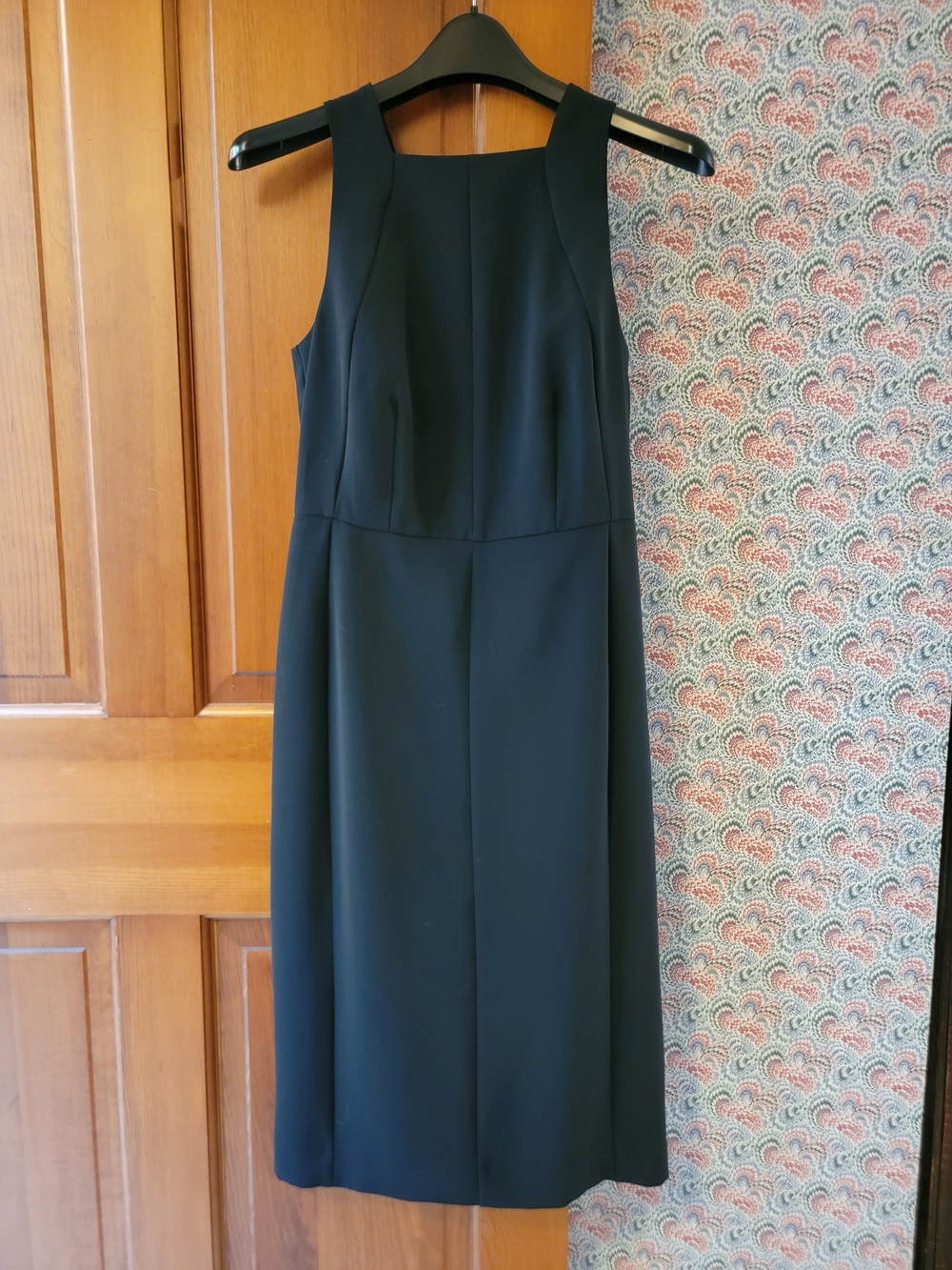 ANN TAYLOR SP24 Black Halter Neck Sheath Midi Dress Princess Seams Size 2